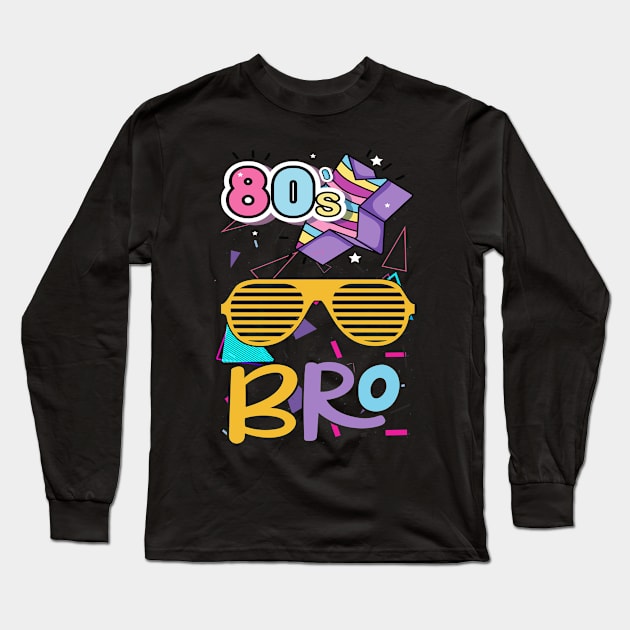 1980 Costume Party 80s Bro Long Sleeve T-Shirt by mansoury